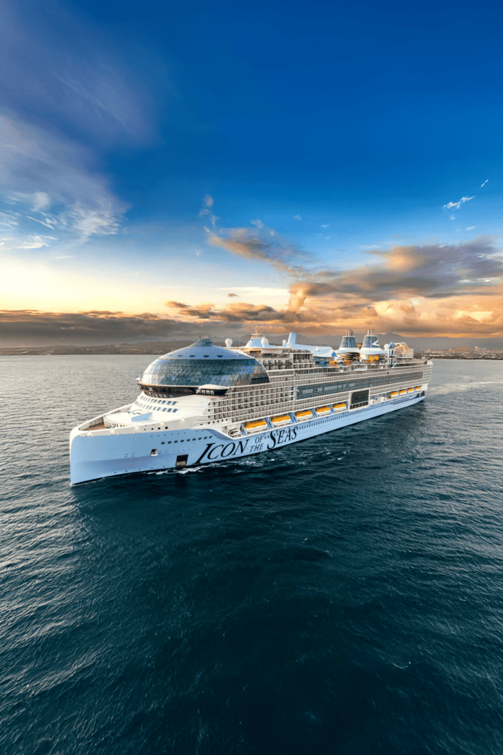 Luxury cruise ship on the open sea during sunset, vacation, travel, exploration, cruise vacation, luxury sailing, elegant cruise.
