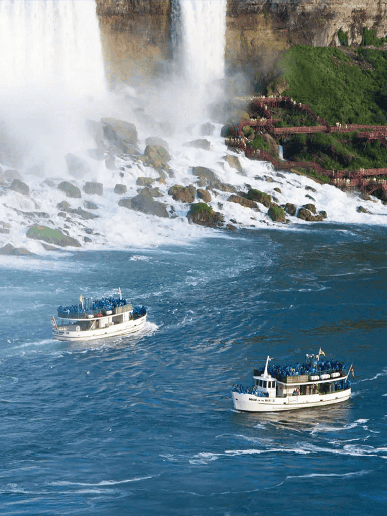 Vibrant Niagara Falls boat tour with waterfall view and sightseeing cruises in New York.
