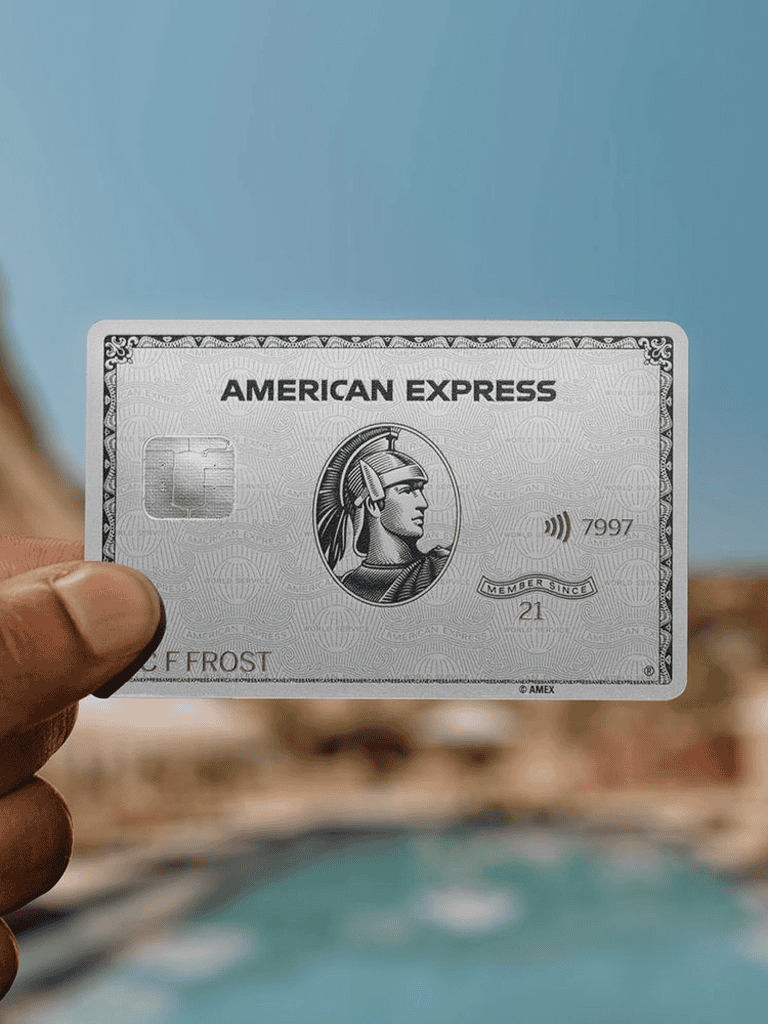 High-quality American Express credit card close-up for travel and financial services.