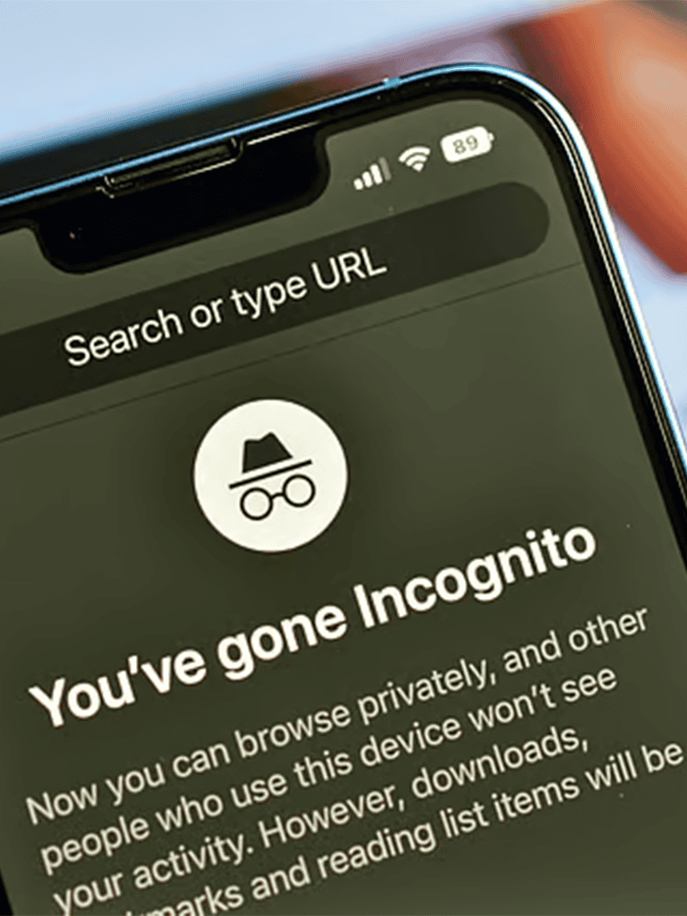 Private browsing mode on mobile device, privacy, incognito window, internet security, QuestForDirections.