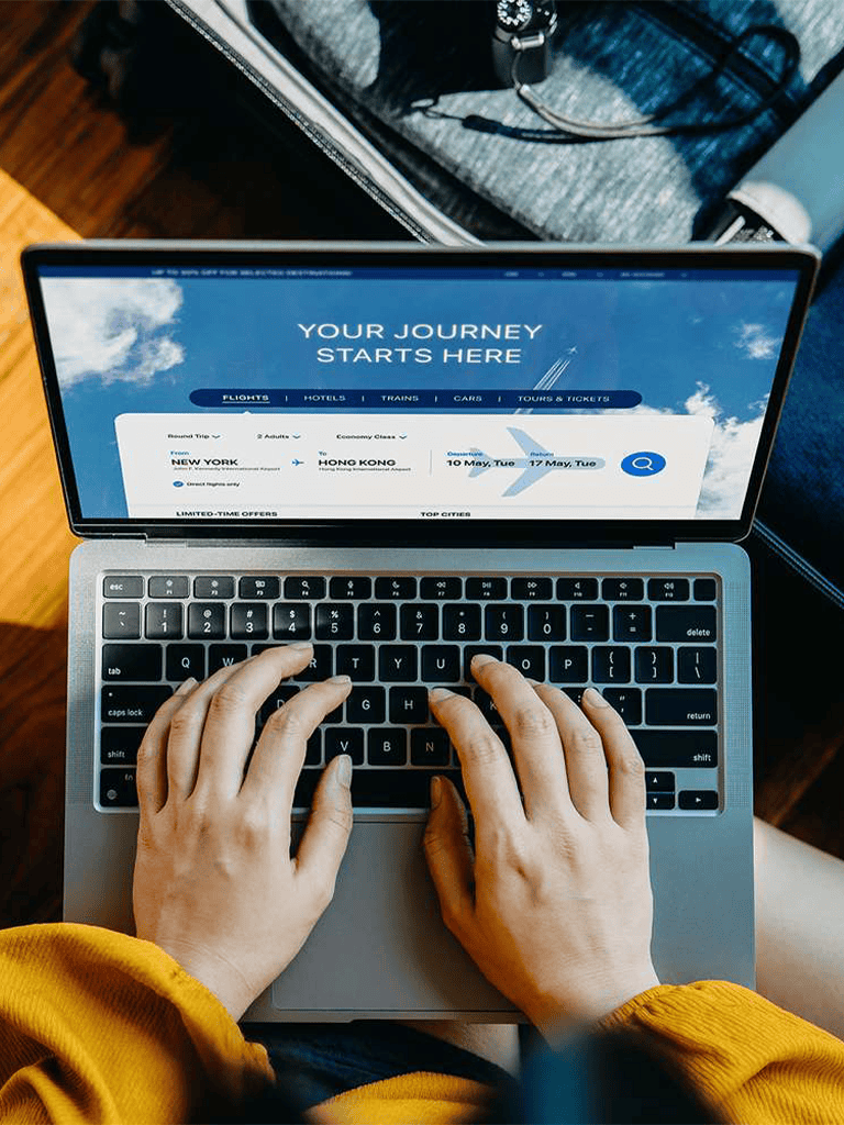 Electronic booking system for flights, hotels, trains, and tours at QuestForDirections website.