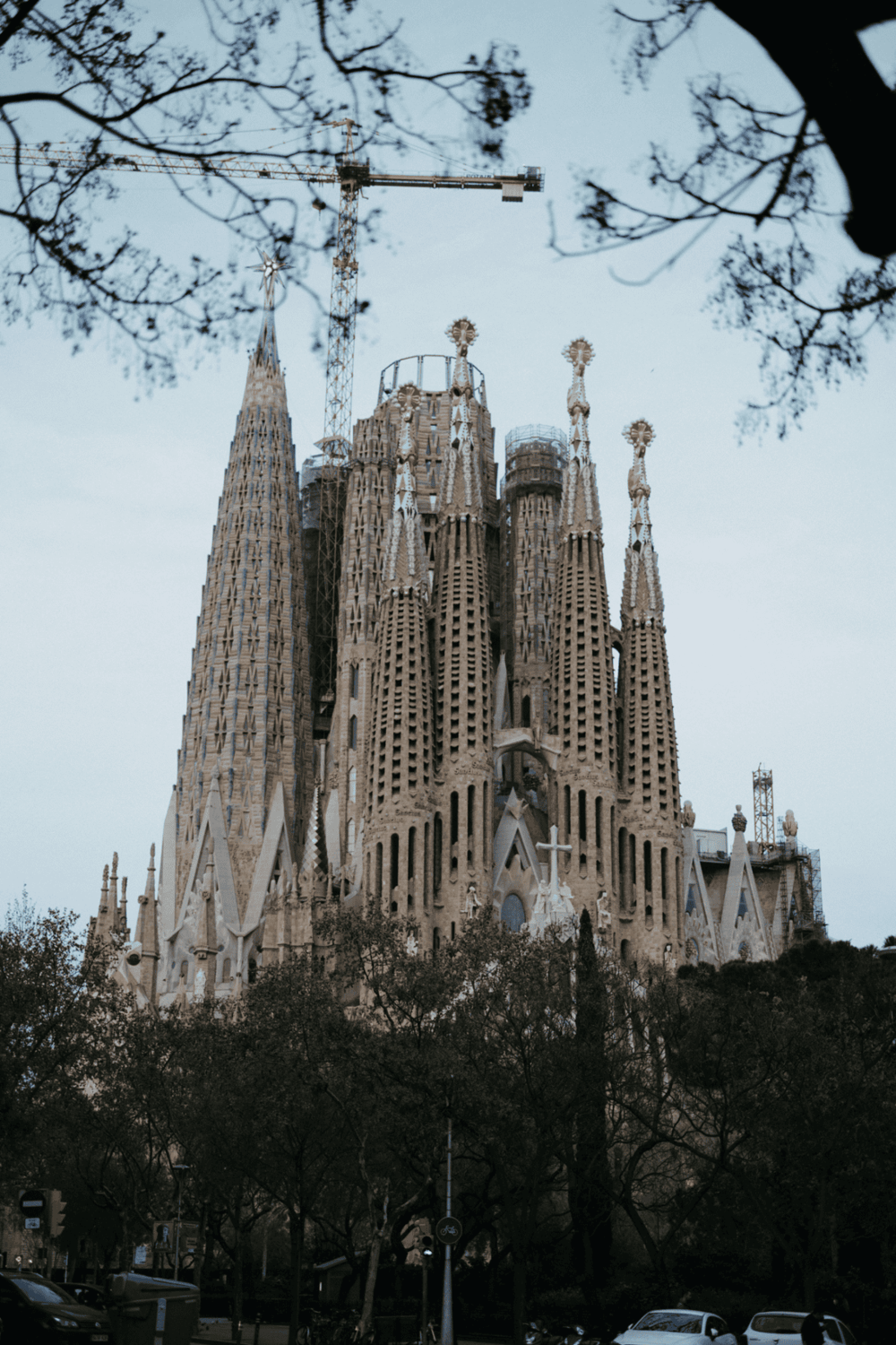 Majestic Sagrada Familia Cathedral in Barcelona, under construction, iconic Gaudi architecture, Tourism, Spain.