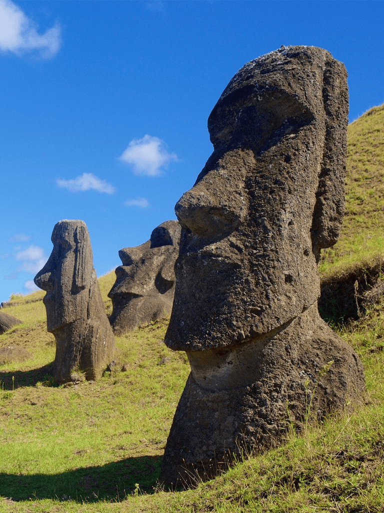 Ancient Moai statues on Easter Island showcasing Polynesian culture and history.