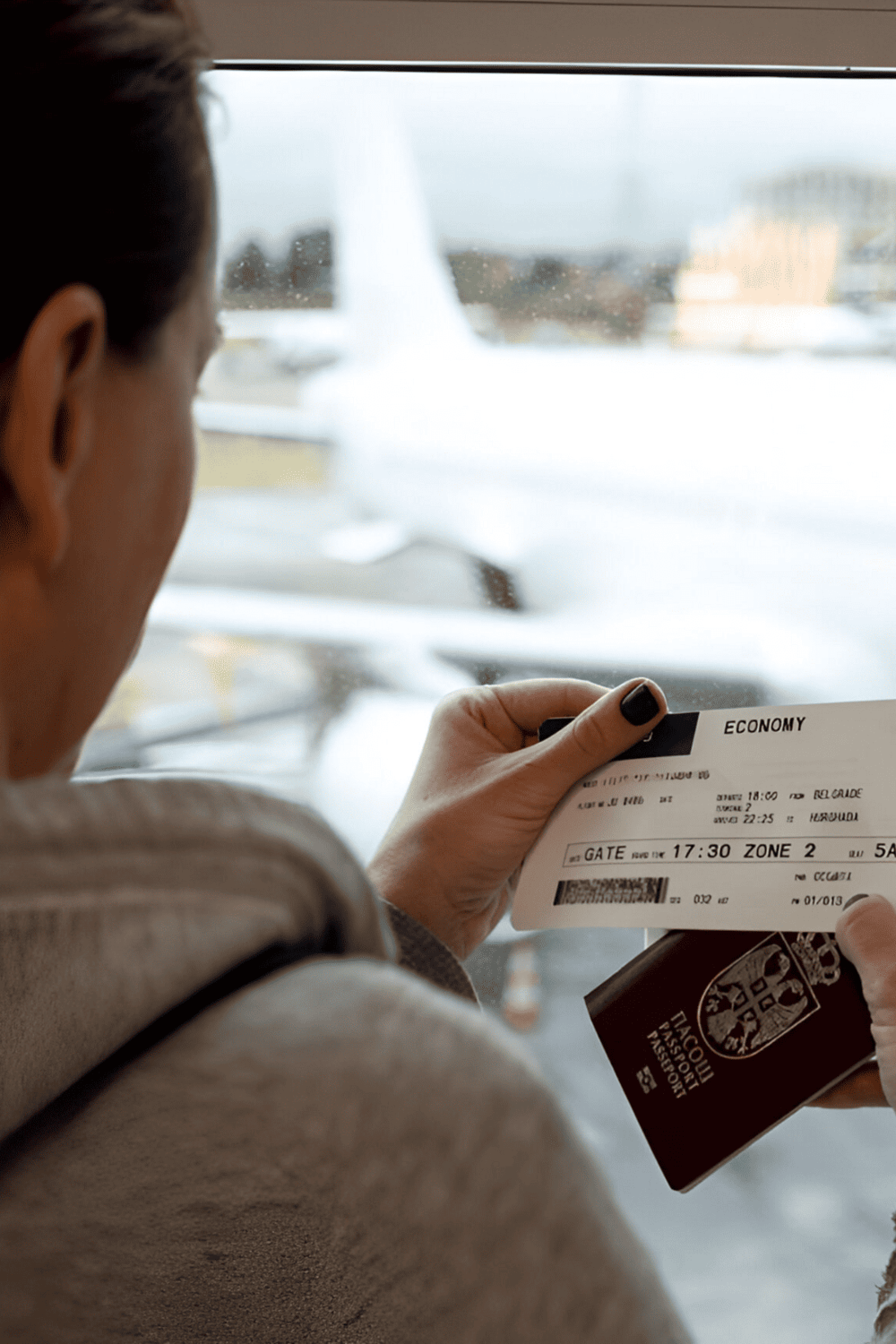 Boarding plane ticket for airport travel, aviation, and flight journey.