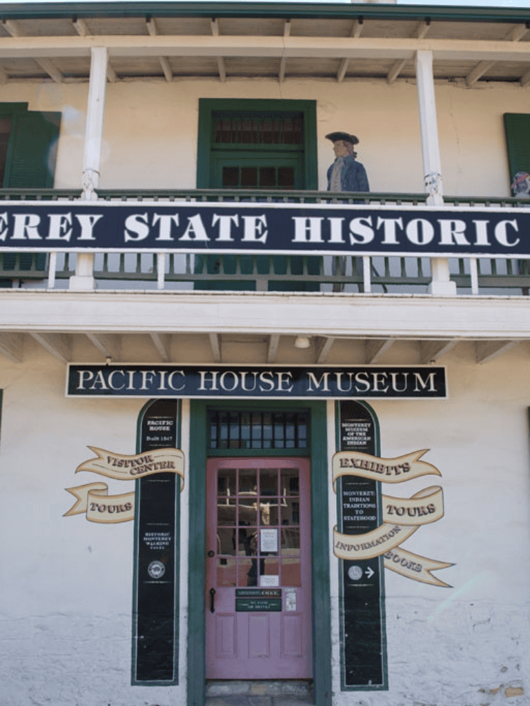Historic California State building with Pacific House Museum signage.
