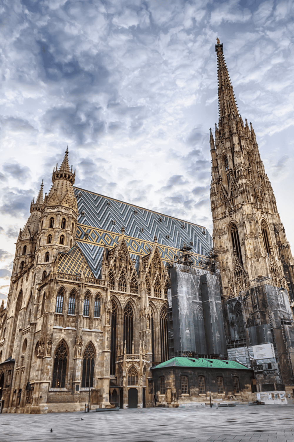 Historic Gothic cathedral architecture with intricate details and towering spires in Vienna.