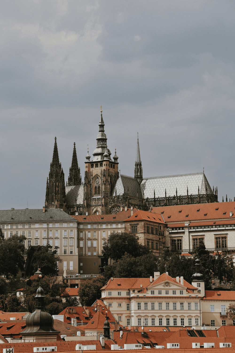 Historic Prague skyline featuring Prague Castle and St. Vitus Cathedral, top tourist destination in Czech Republic.