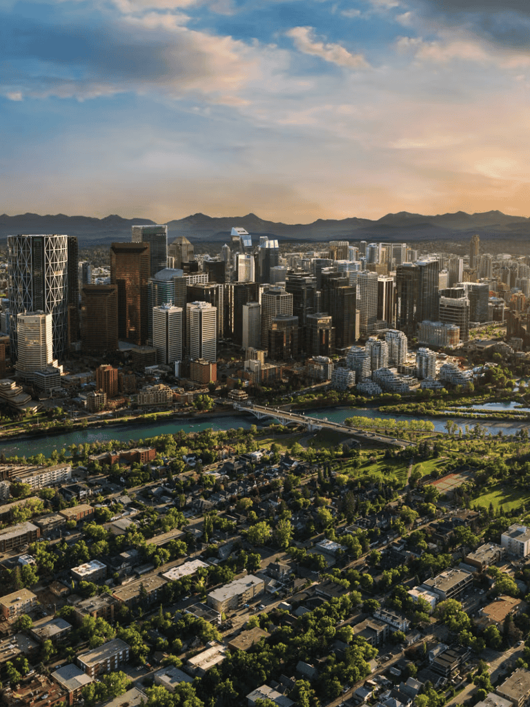 Modern city skyline with skyscrapers and urban landscape in Los Angeles, California.