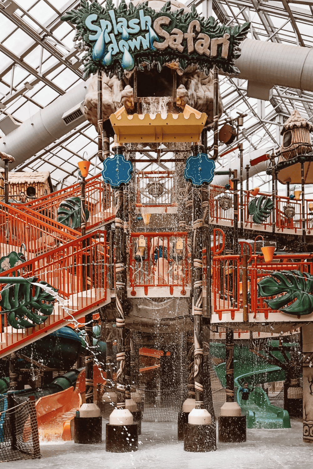 Splash down water play area at Quest for Directions indoor water park.