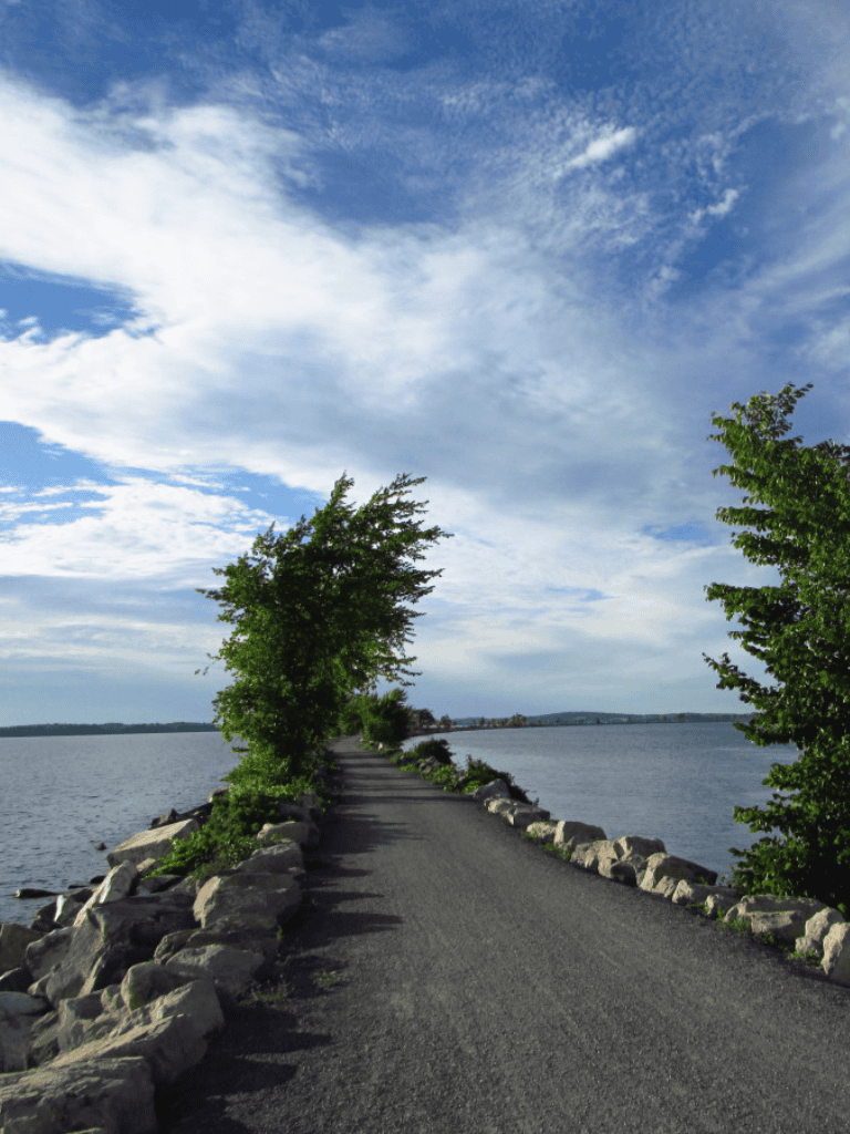 1. Scenic lakeside walkway for outdoor adventures and travel navigation.