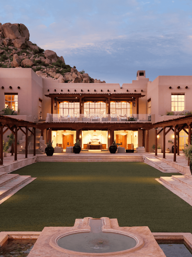 Luxury desert estate with mountain views and modern amenities.