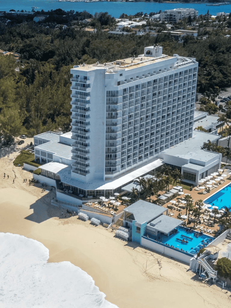 Luxurious beachfront resort with modern amenities and ocean views.