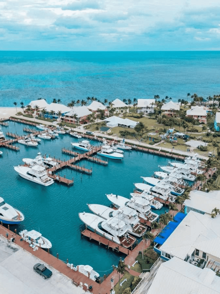 Luxury marina with yachts and ocean view at QuestForDirections resort, perfect for water activities.