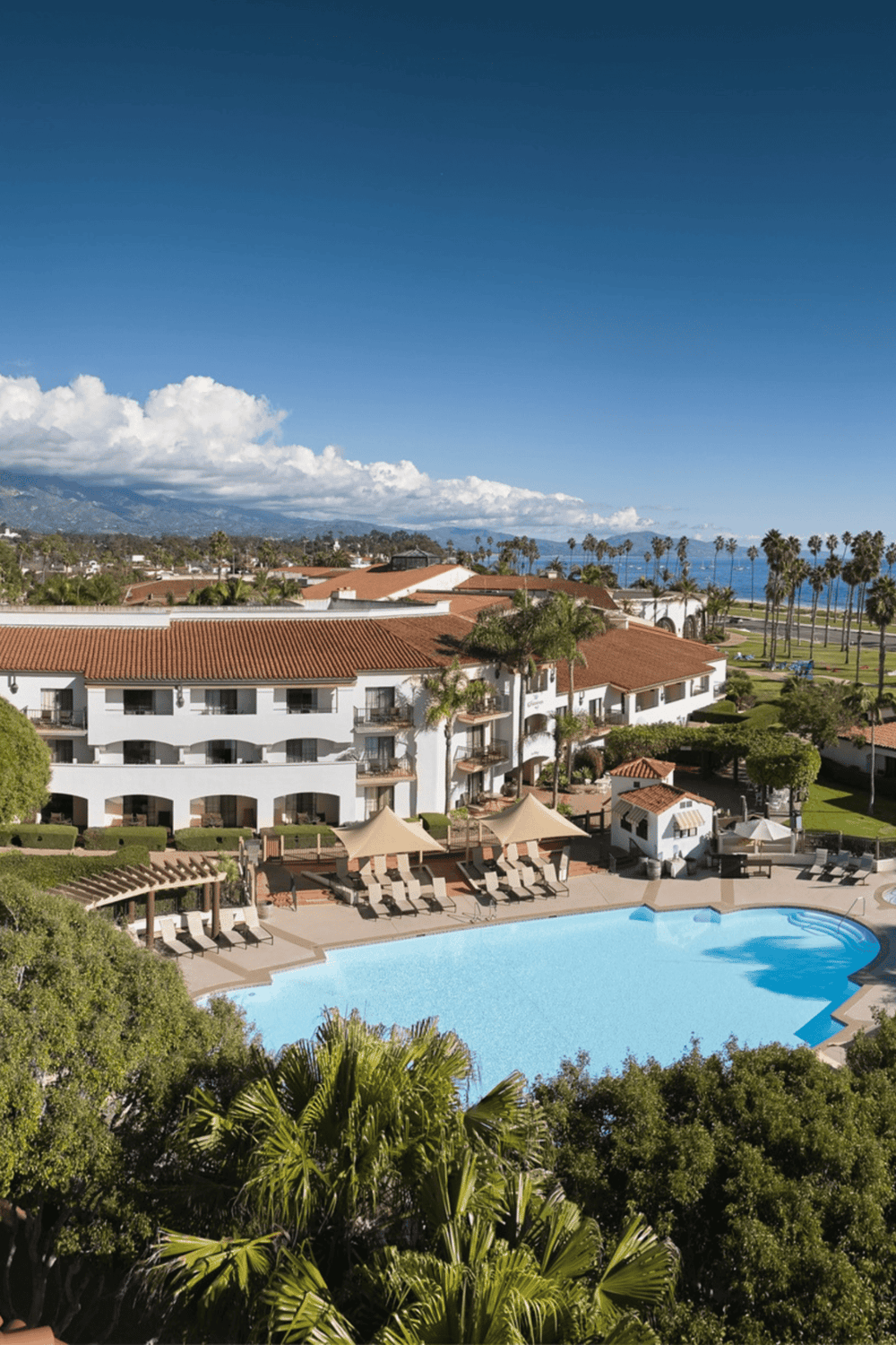 Resort with scenic pools, lush greenery, and ocean views in Southern California. Perfect for relaxation and vacation planning.