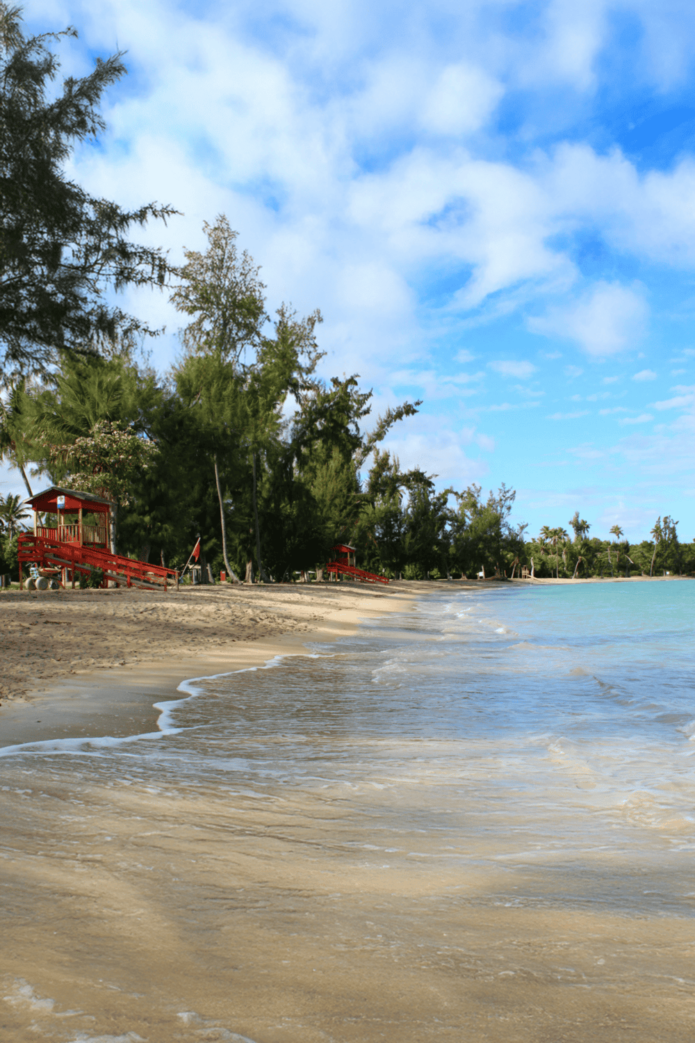 Relaxing beach sunset with palm trees, sand, and ocean waves, perfect for tropical vacation destinations.