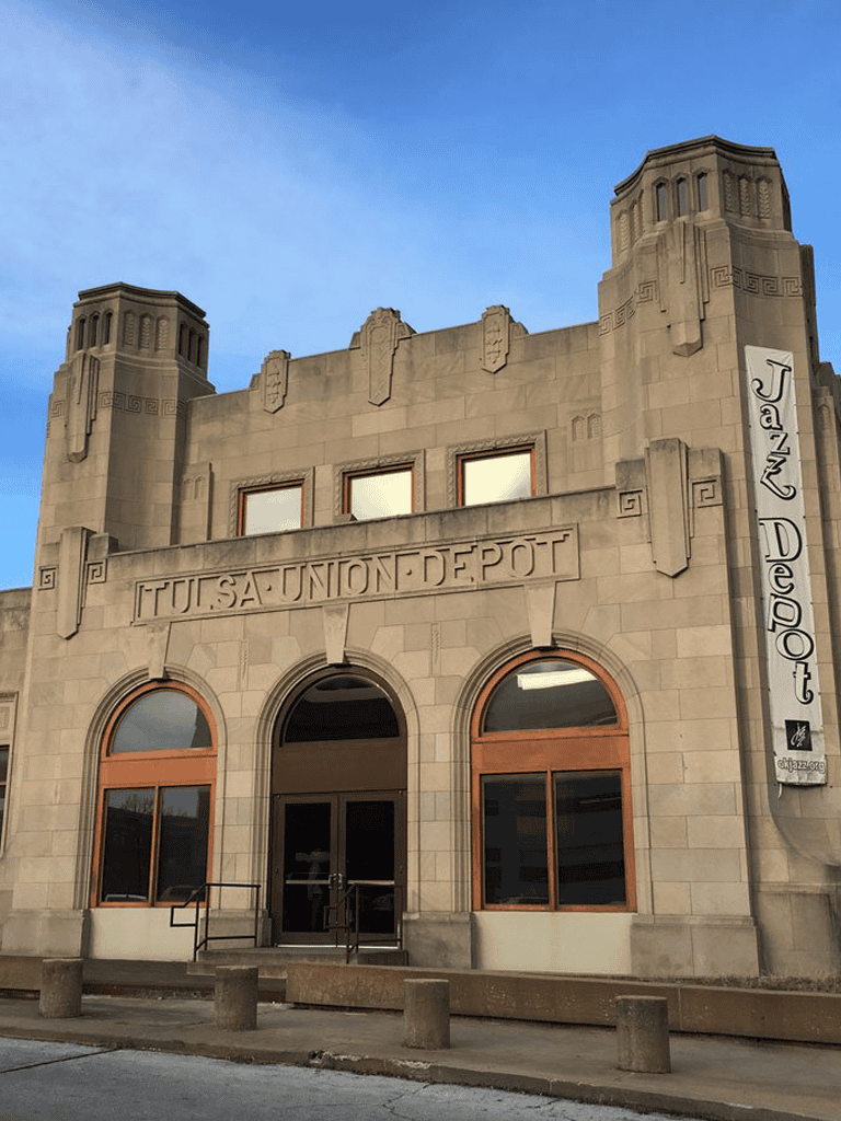Historic Tucson Union Depot building, now Jazz De Pot, architectural style, Southwestern architecture, city landmark.