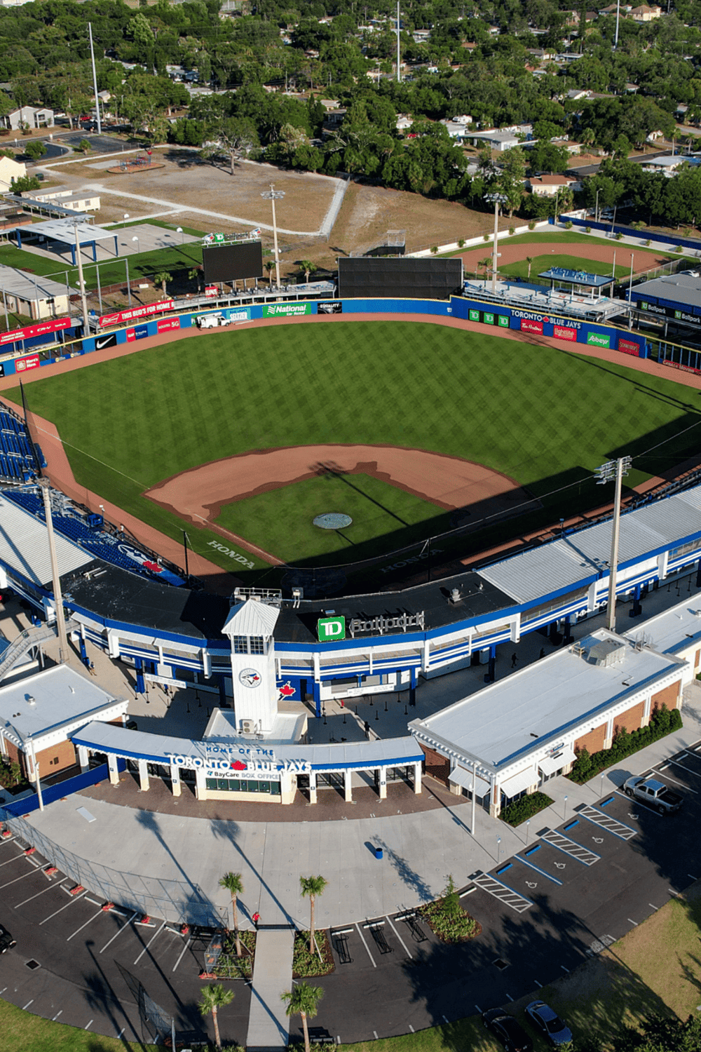 Aerial view of Toronto Blue Jays' Rogers Centre stadium in Toronto, Canada.