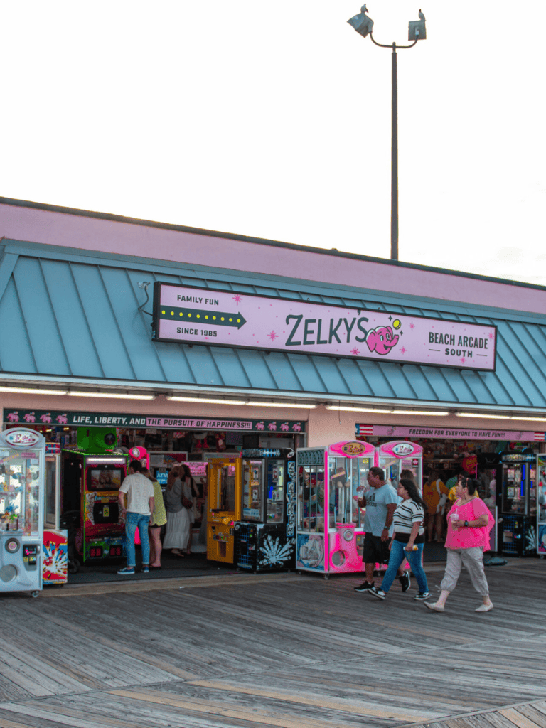 Colorful arcade games at Zelky's Beach Arcade South on a fun day out.