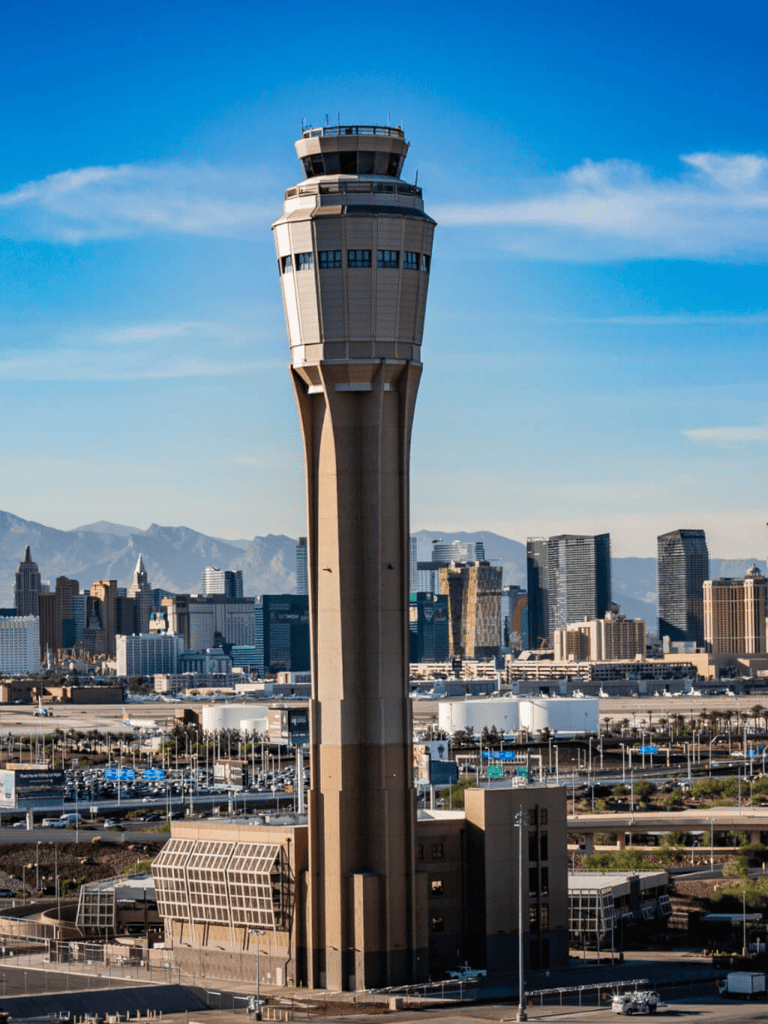 Control tower at Las Vegas McCarran International Airport, Nevada.