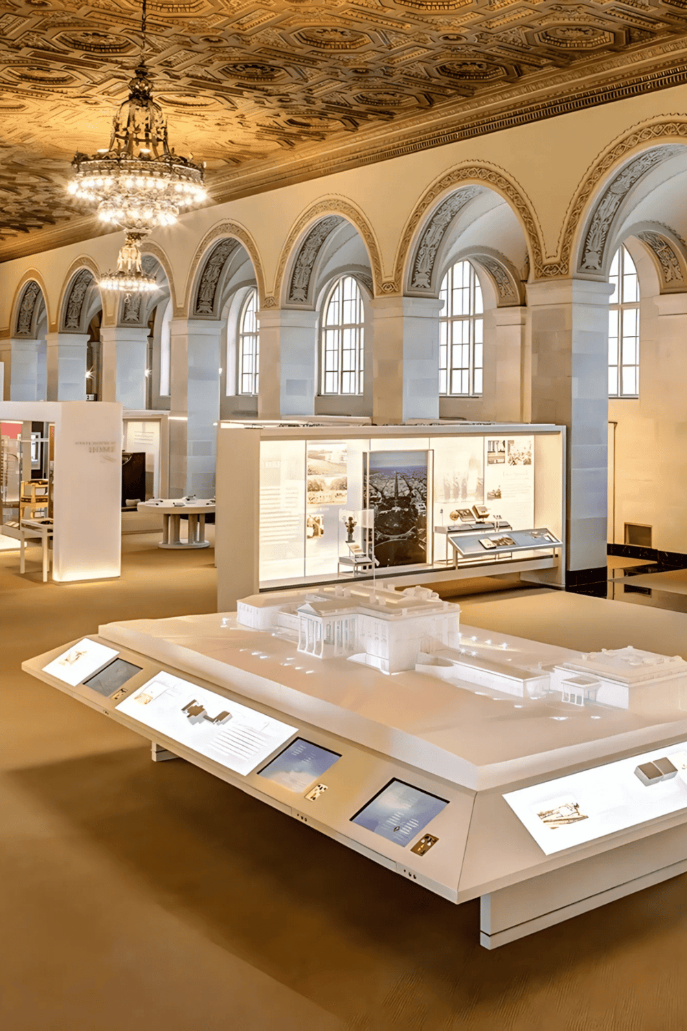 Elegant museum interior with historical exhibits and architectural details, ideal for exploring art and culture.