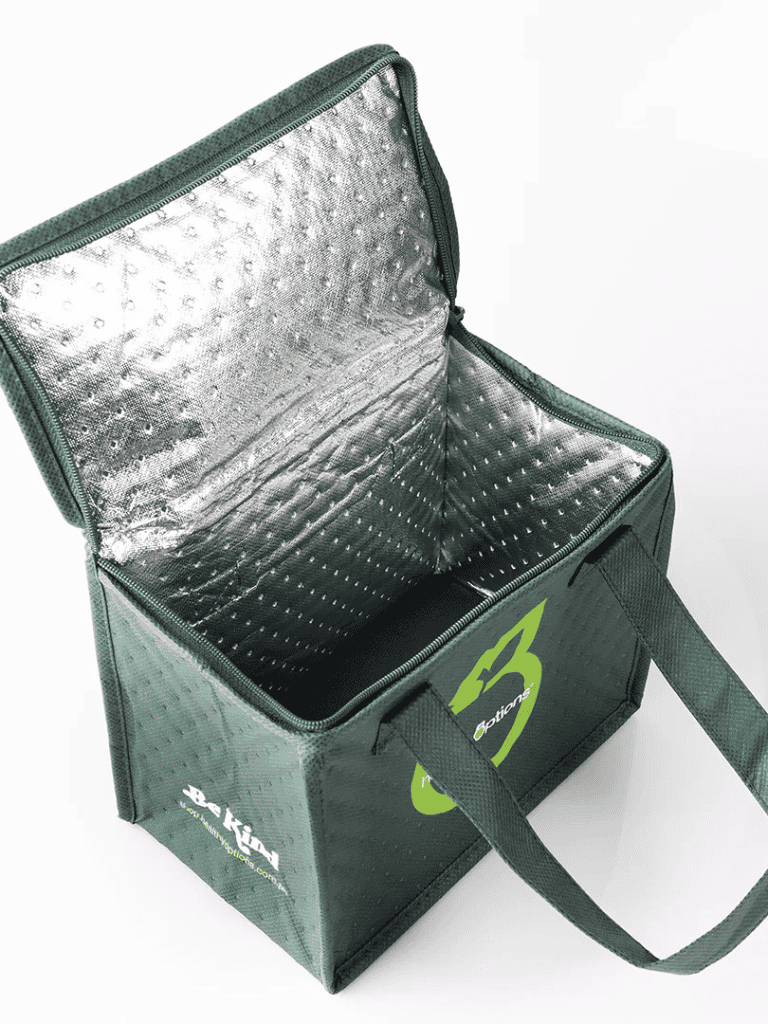 Insulated delivery bag for food pickup and delivery services.