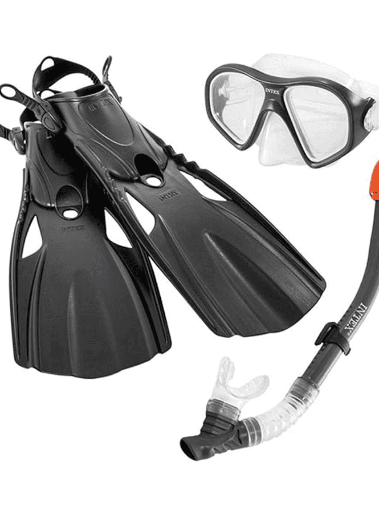 Regulator and snorkel gear for scuba diving and underwater exploration.