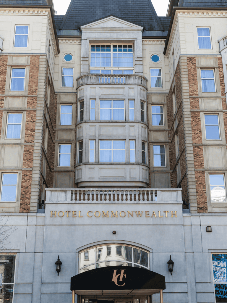 Luxurious Hotel Commonwealth building with classic architecture and elegant facades.
