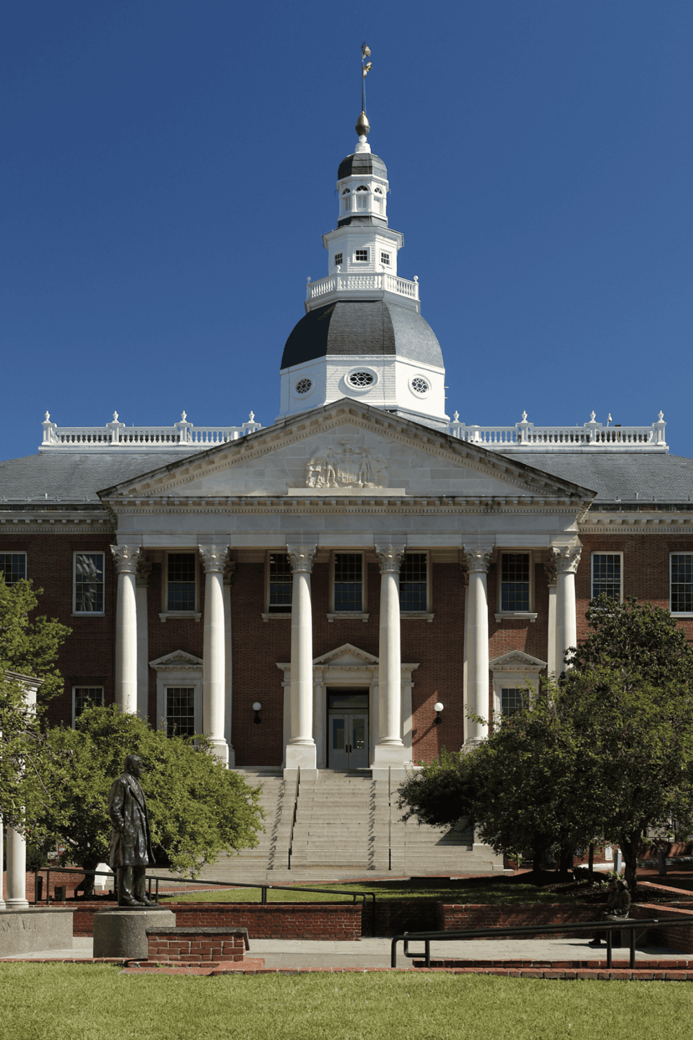 Historic courthouse with classic architecture and prominent clock tower, located in Downtown Quincy, Illinois.