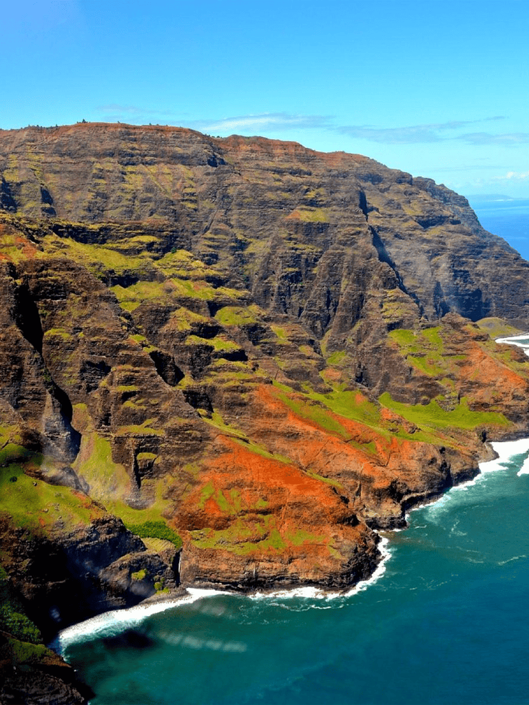 Bright Cliffs and Ocean at Na Pali Coast on Kauai Hawaii.