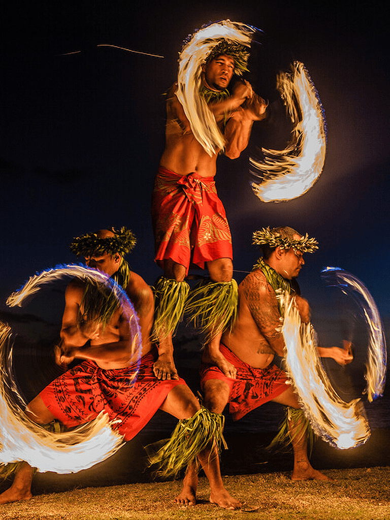 Vibrant traditional Polynesian fire dance celebrating cultural heritage and island traditions.