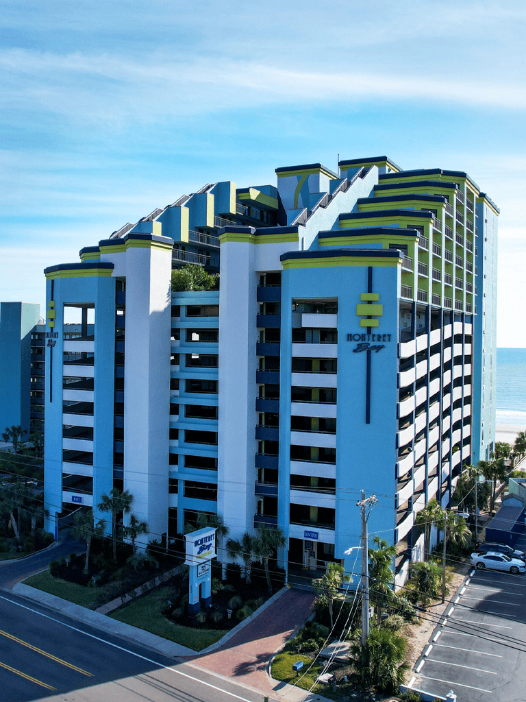 Modern Monterrey Bay hotel near the beach with ocean views and vibrant architecture.