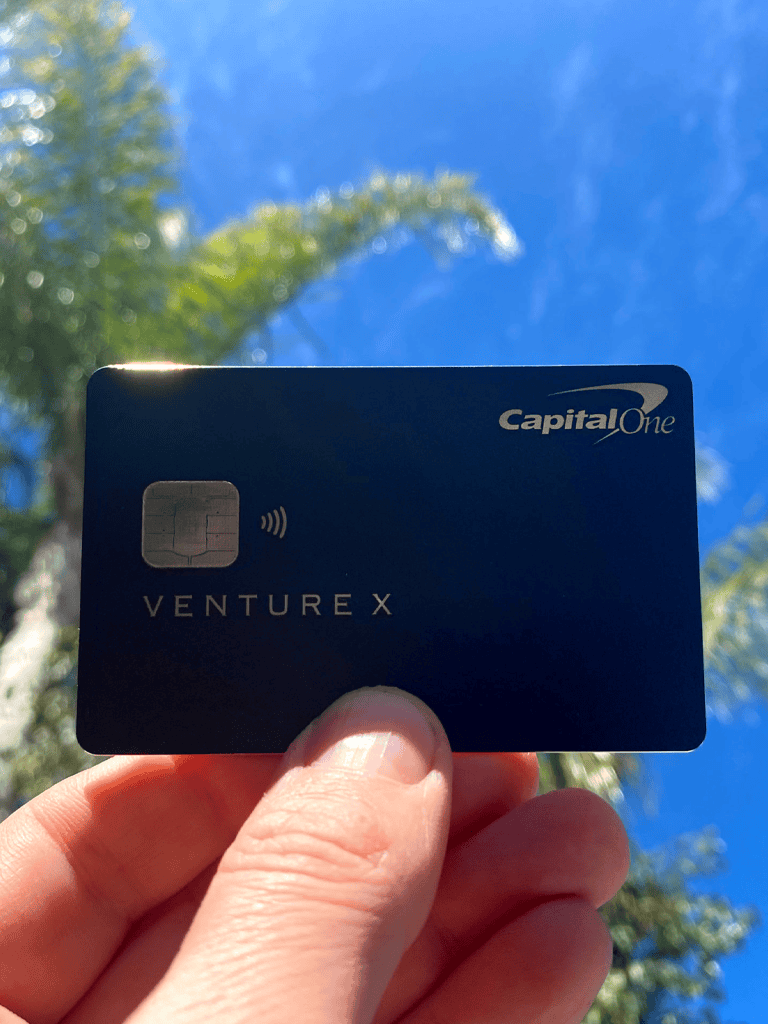 Capital One Venture X credit card for travel rewards and benefits.