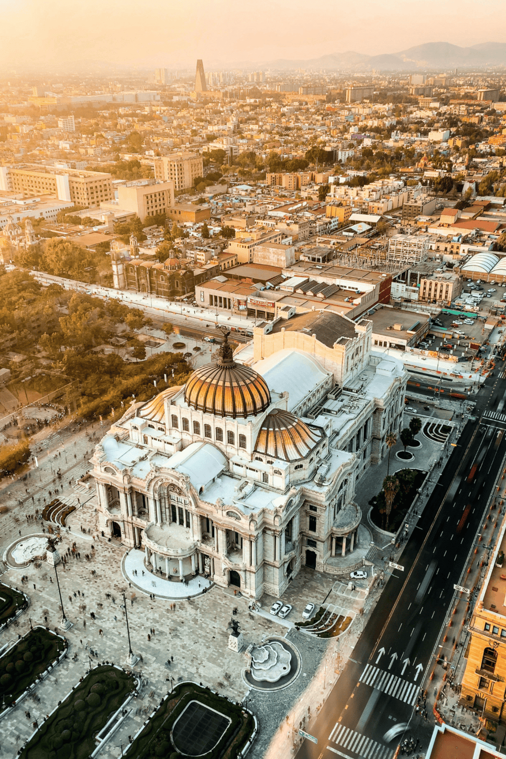 - Historic Palace of Bellas Artes in Mexico City during sunset.
