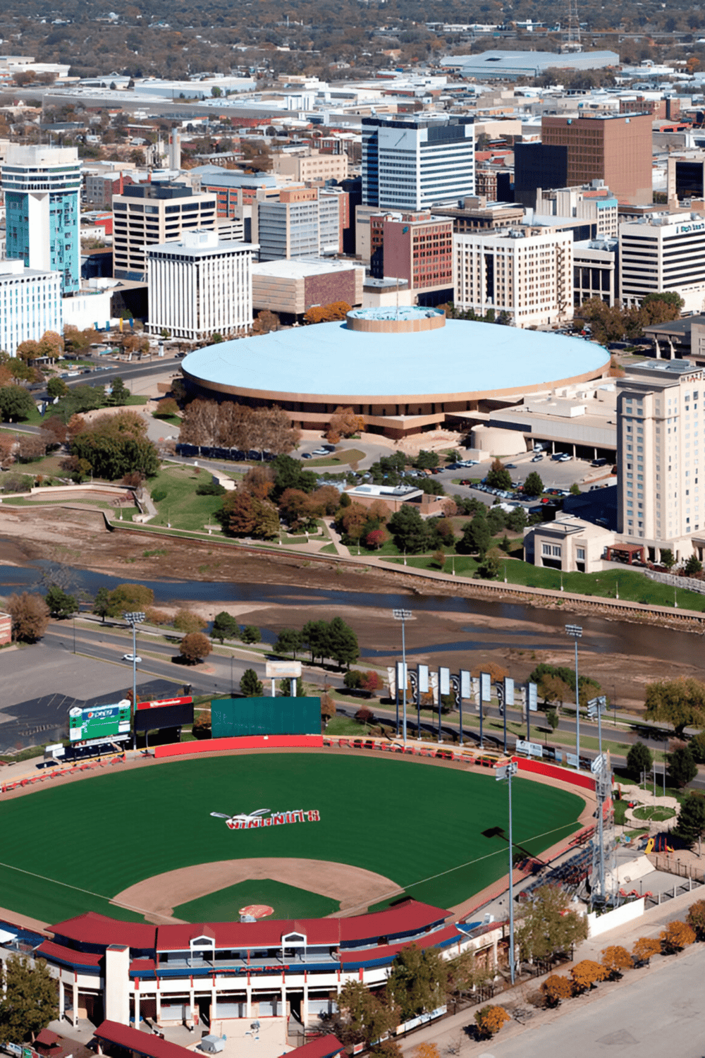 1. Downtown Reno skyline with Quest for Directions building and surrounding cityscape.
