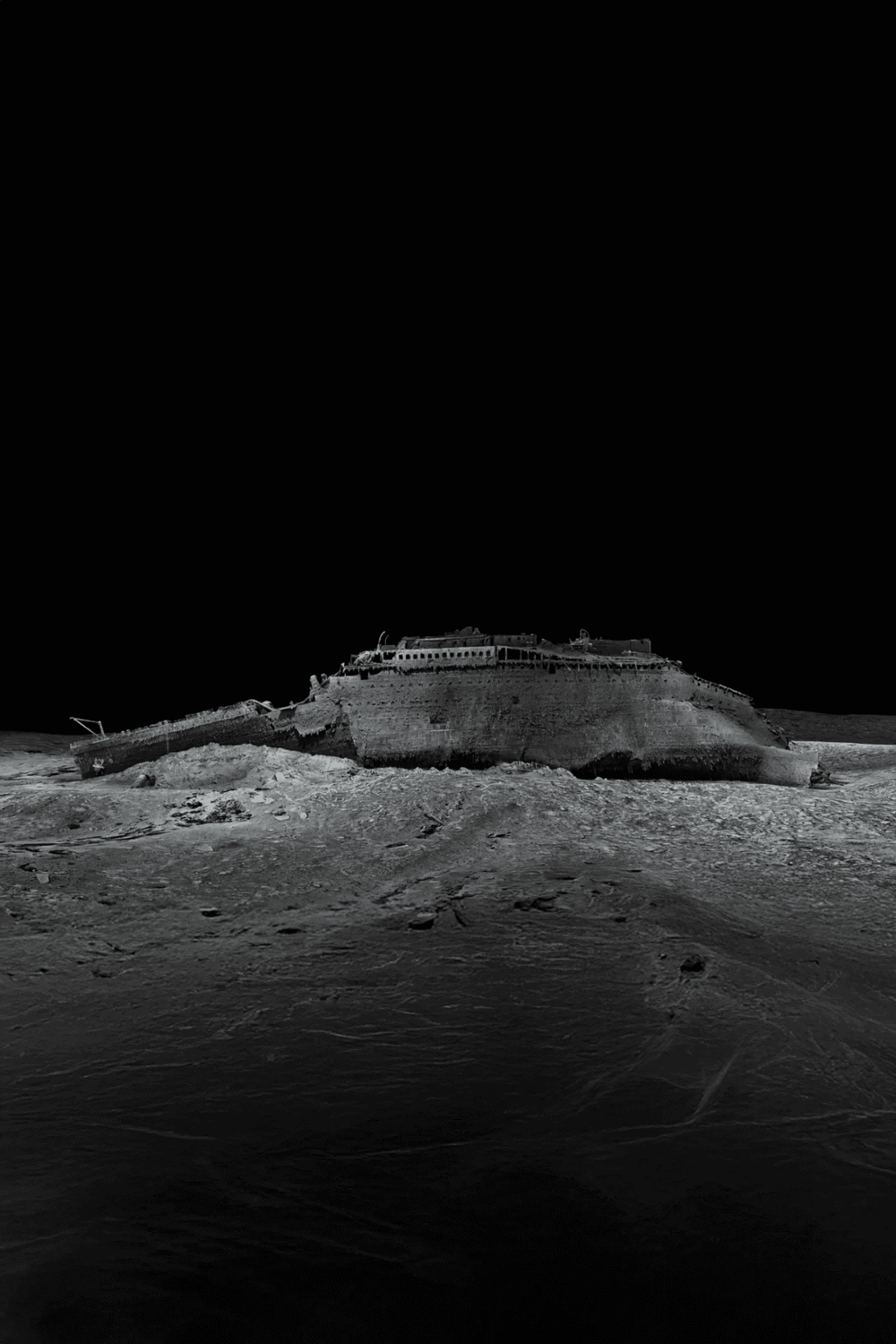 Ancient spaceship ruins on the moon, desolate lunar landscape, cosmic exploration, space history, celestial discovery.