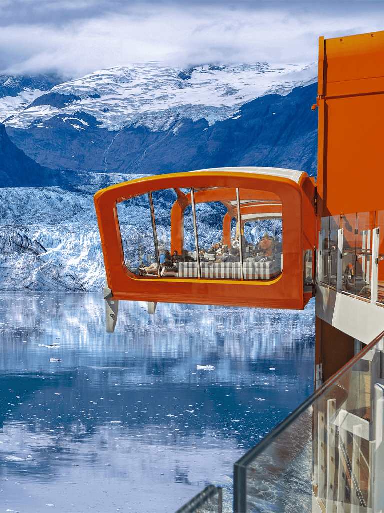 Elegant ice adventure cruise with panoramic glacier views in Alaska.