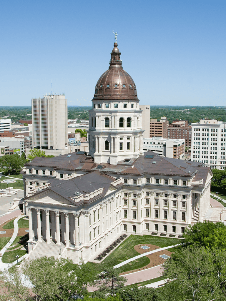 Historic State Capitol building in Little Rock Arkansas, on a clear sunny day.