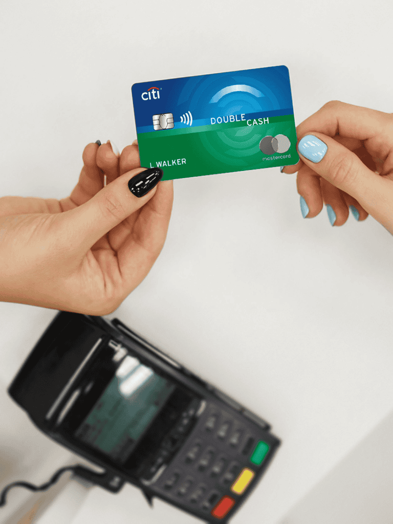 Contactless payment method with a credit card at a point of sale.