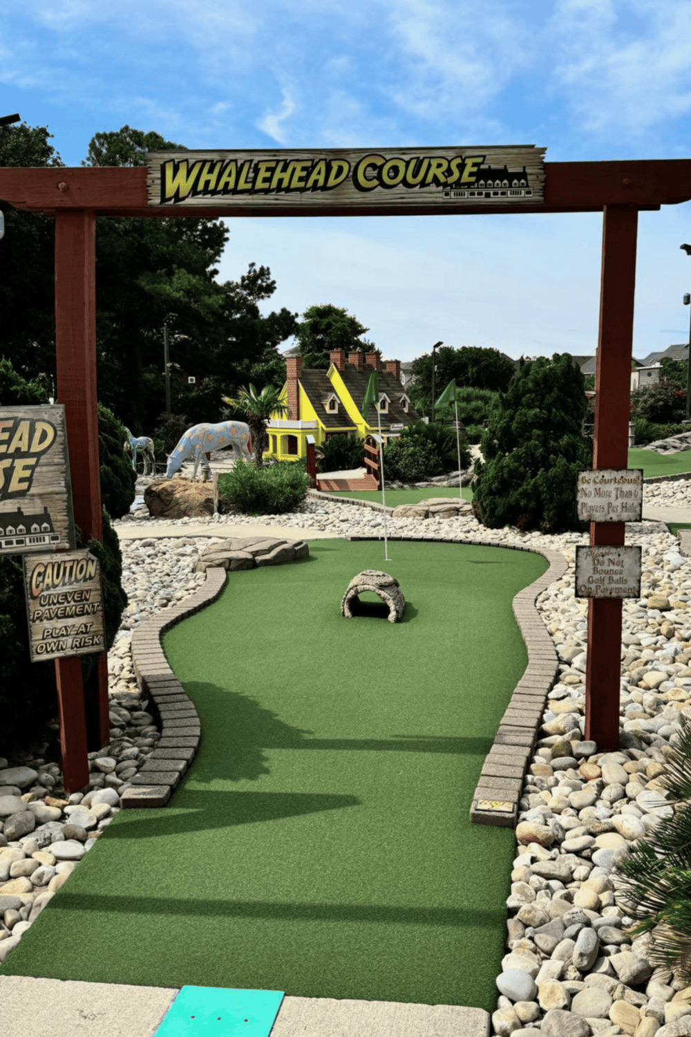 Whalehead Course mini golf with vibrant scenery and creative obstacles.