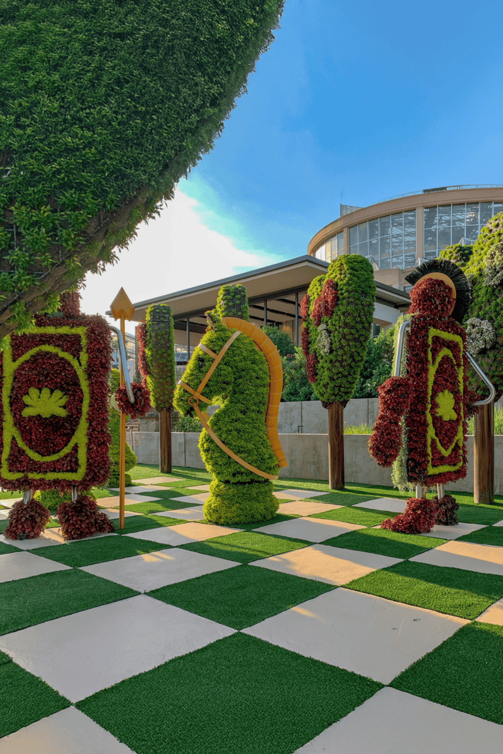 Colorful floral clocks and garden display at Quest for Directions, a top destination for navigation and outdoor attractions.