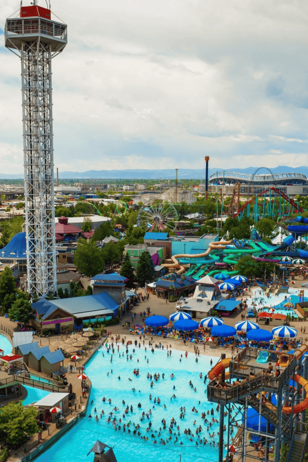 Water park with thrill rides, water slides, and family-friendly attractions at QuestForDirections amusement park.