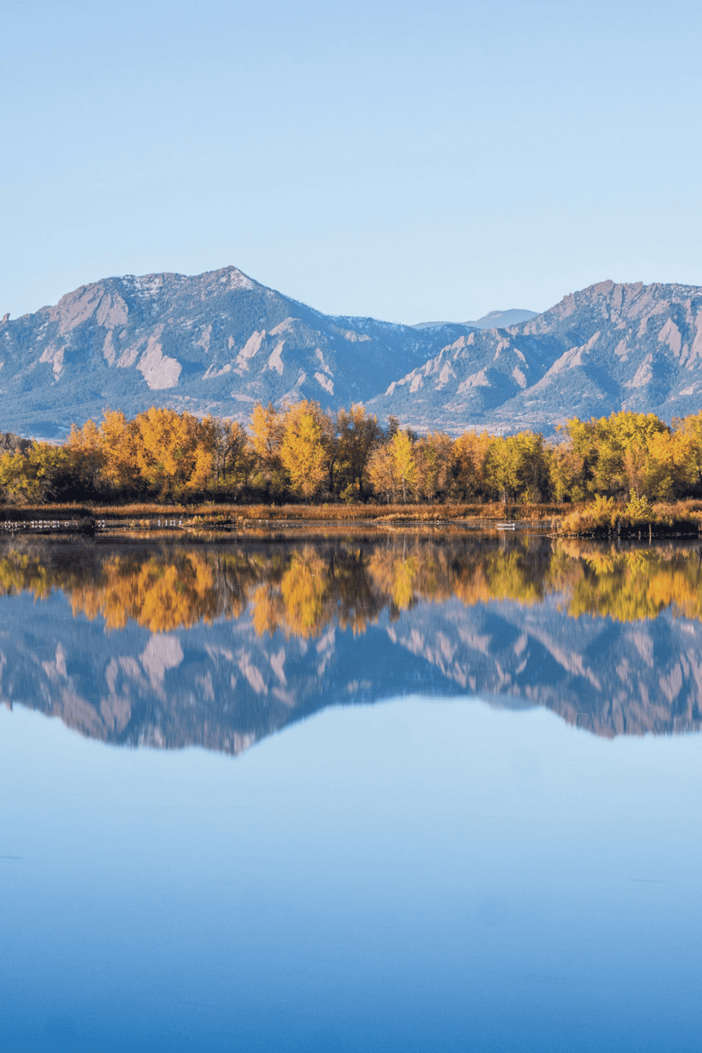 Serene mountain landscape with reflection on calm lake, autumn trees, outdoor adventure, natural scenery, QuestForDirections.