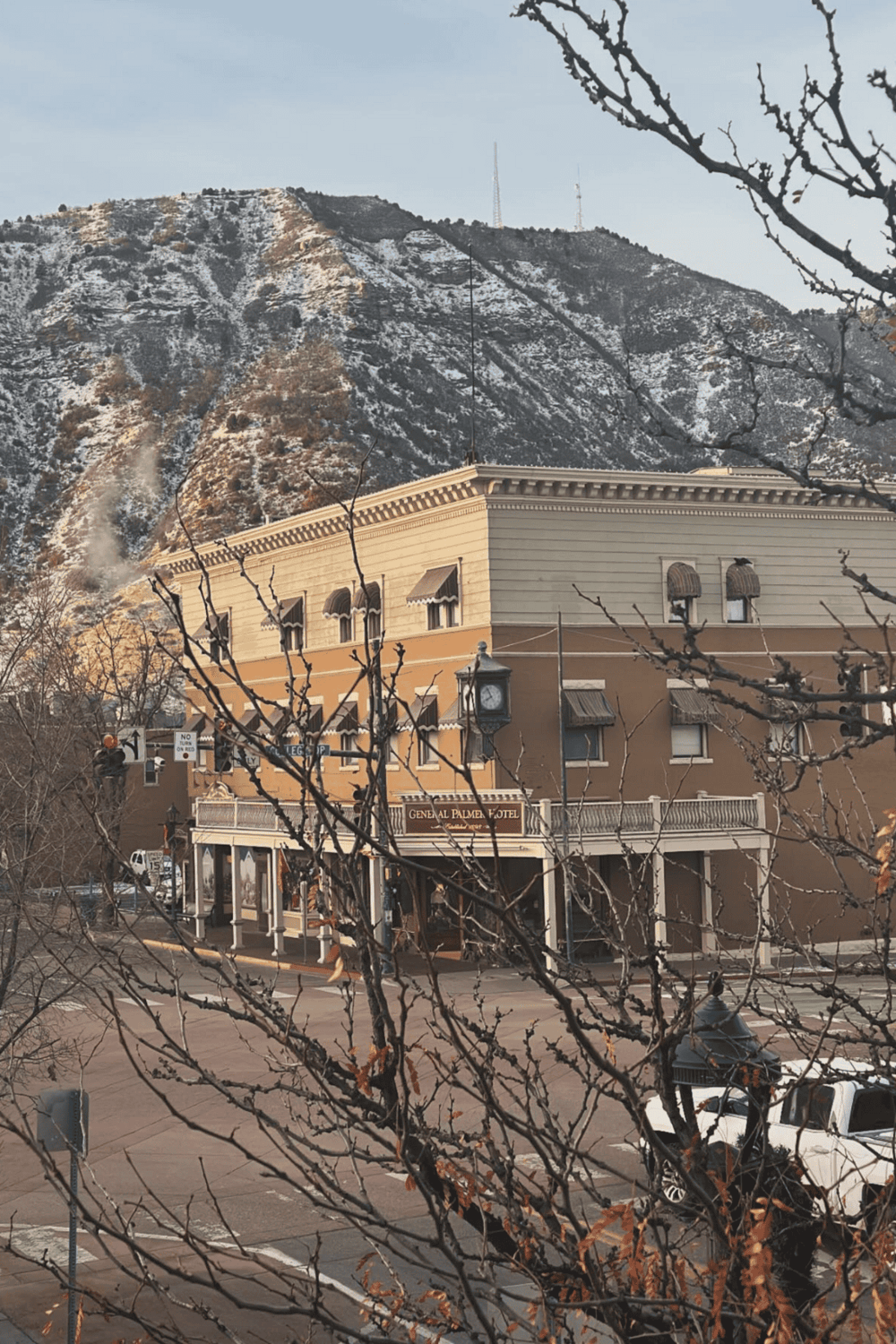 Victorian-style hotel in Park City with mountain views and local shops nearby.