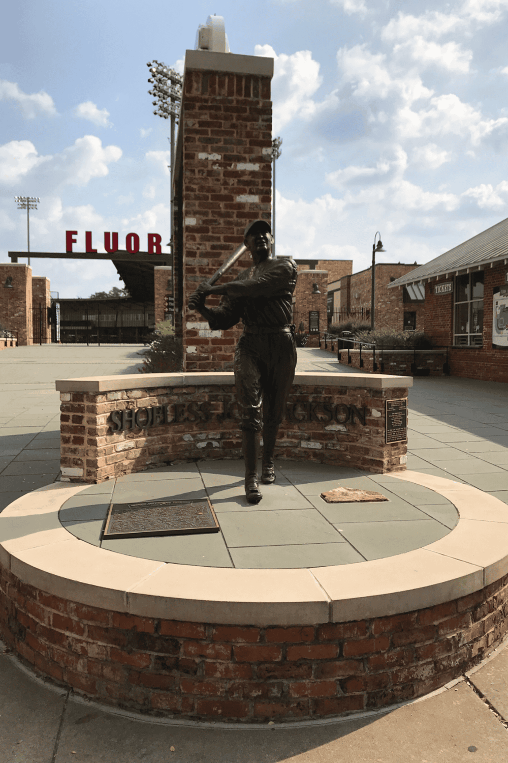 Bronze statue of Shoeless Joe Jackson at the baseball museum in Jackson, Mississippi.