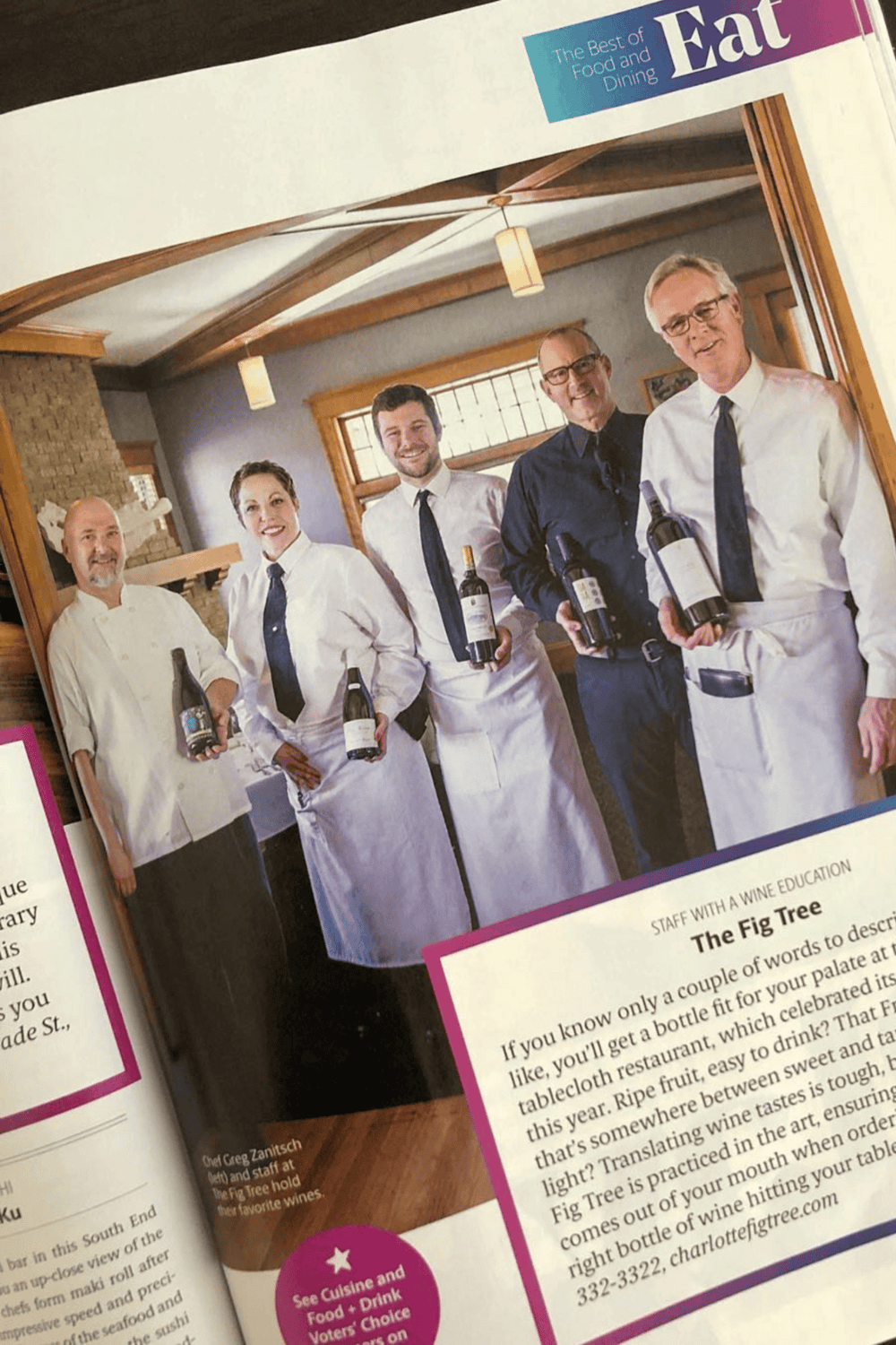 Wine education, restaurant staff, elegant dining, wine bottles, Charleston dining experience.