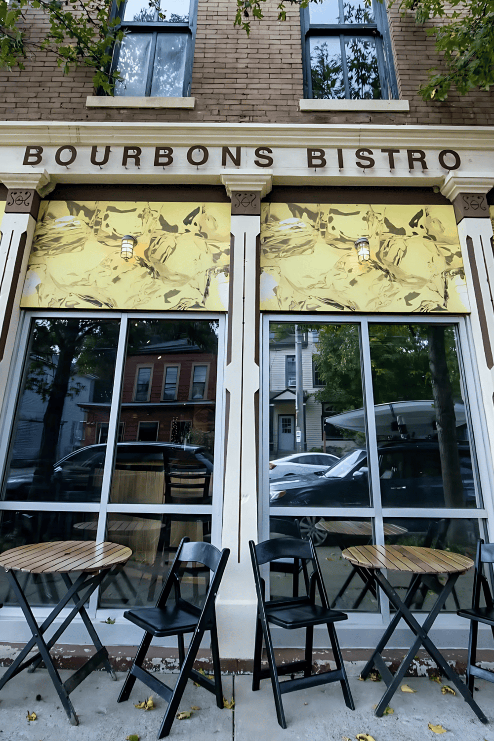 Casual outdoor seating at Bourbon Bistro restaurant.