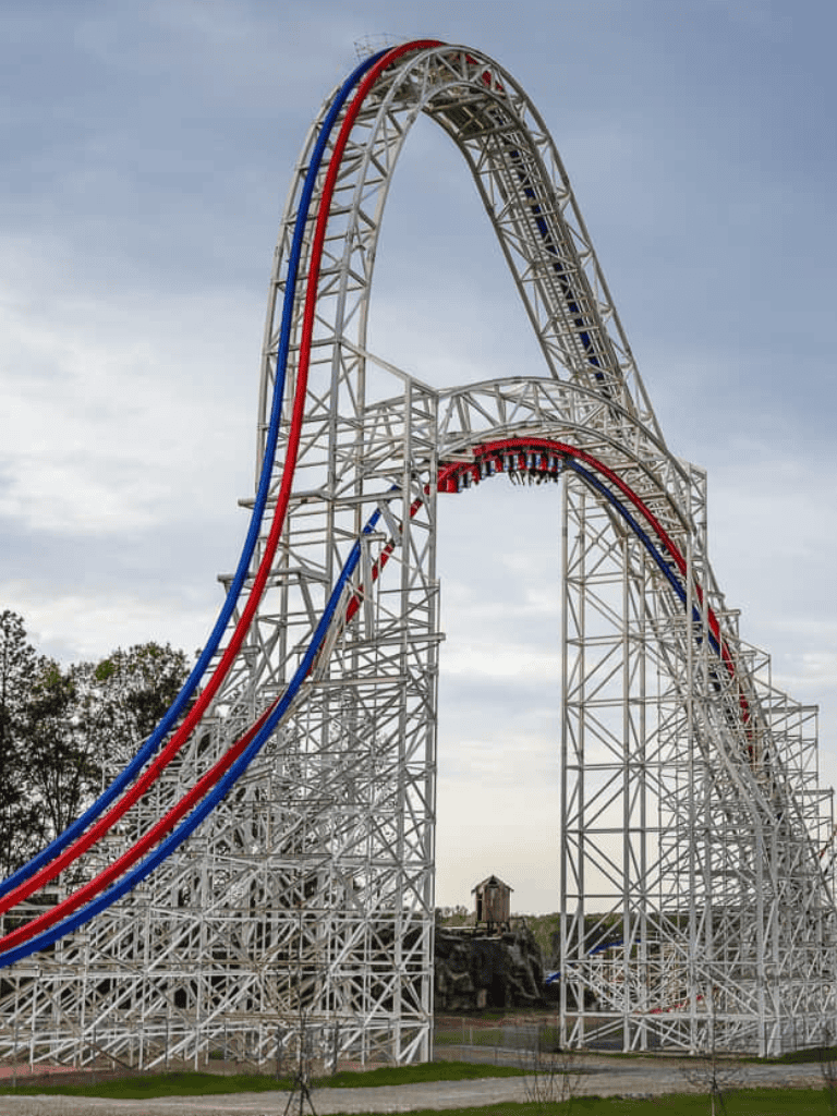 Thrilling roller coaster at QuestForDirections amusement park, perfect for adventure seekers.
