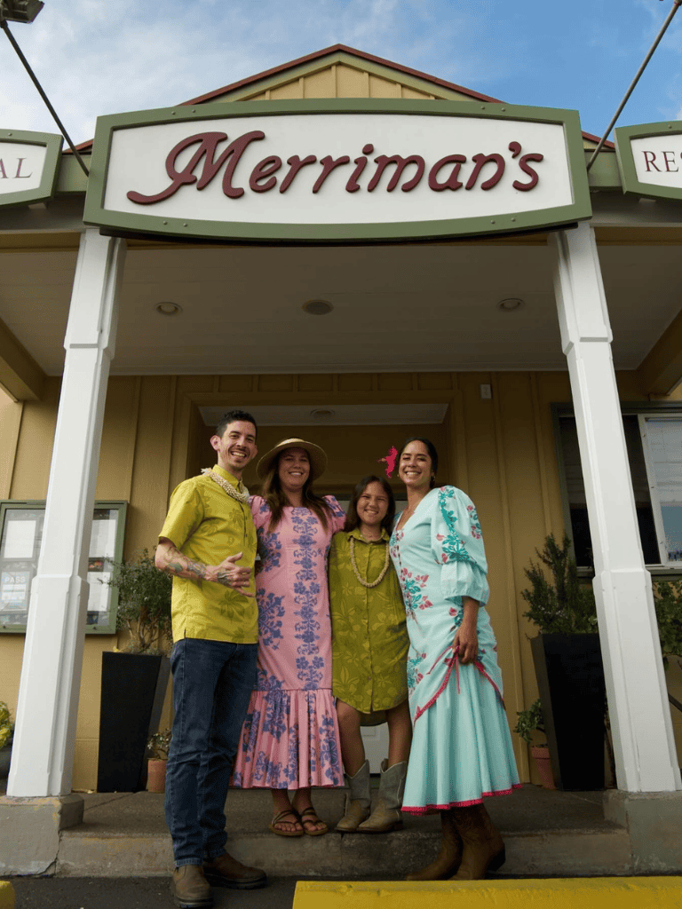 Enjoying a fun day at Merriman's restaurant with friends in vibrant summer outfits.