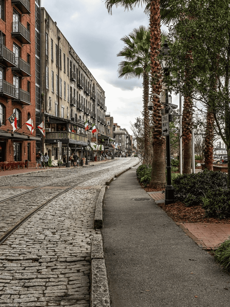 Charming street view in San Diego with historic buildings and palm trees, perfect for exploring local attractions.