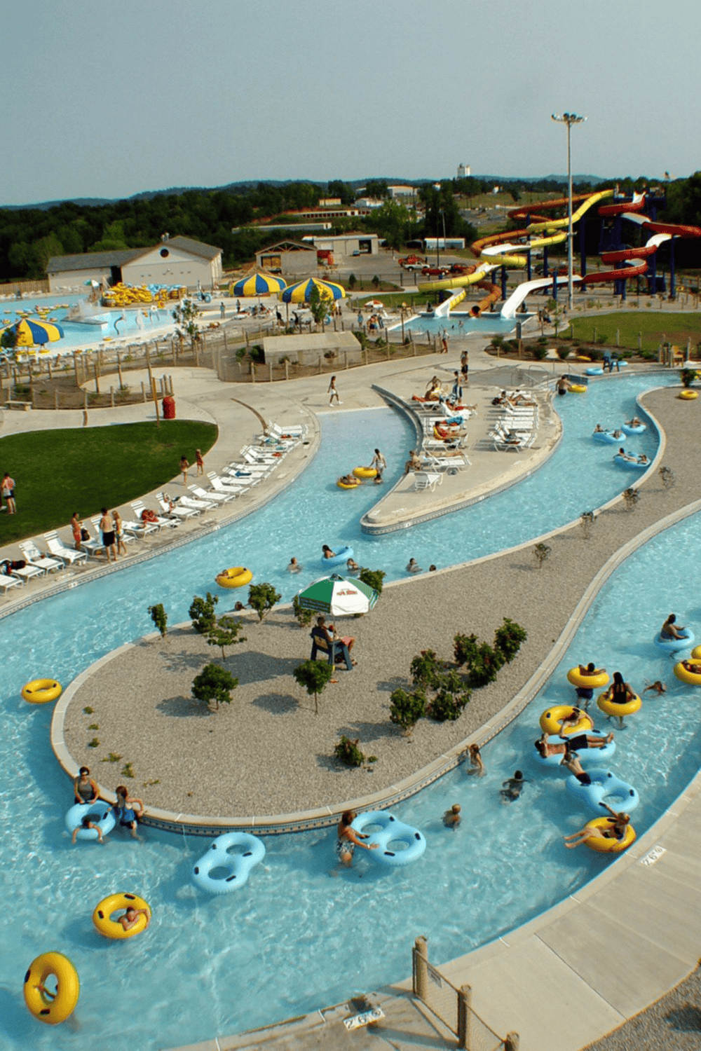 Refreshing water park with slides and lazy river, perfect for family fun and summer outings.